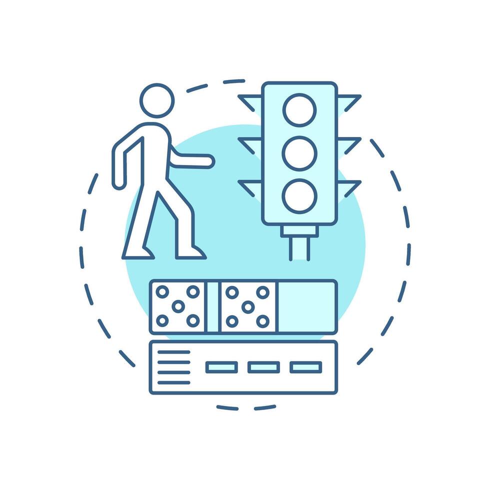 Look for signs and signals soft blue concept icon. Traffic lights for crossing protection. Pedestrian safety. Round shape line illustration. Abstract idea. Graphic design. Easy to use in brochure vector