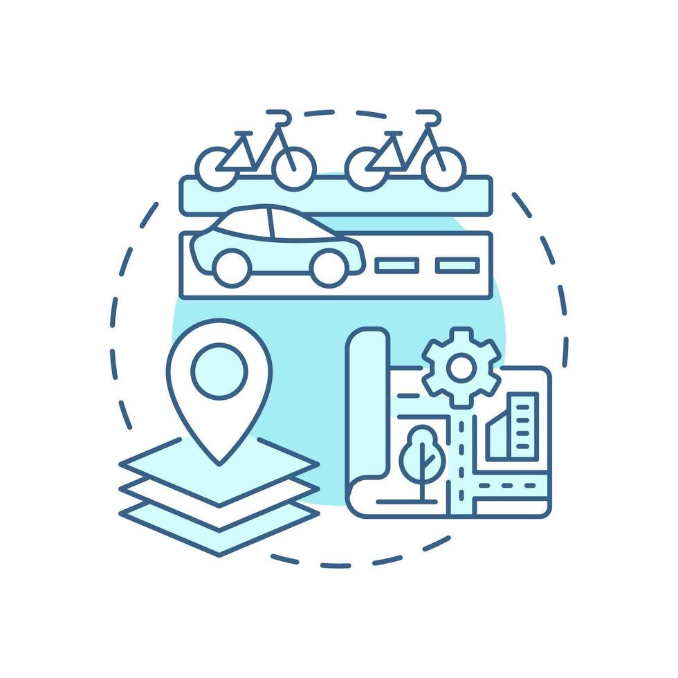 Street network soft blue concept icon. Connectivity between urban and rural areas. Benefit of traffic management. Round shape line illustration. Abstract idea. Graphic design. Easy to use in booklet vector