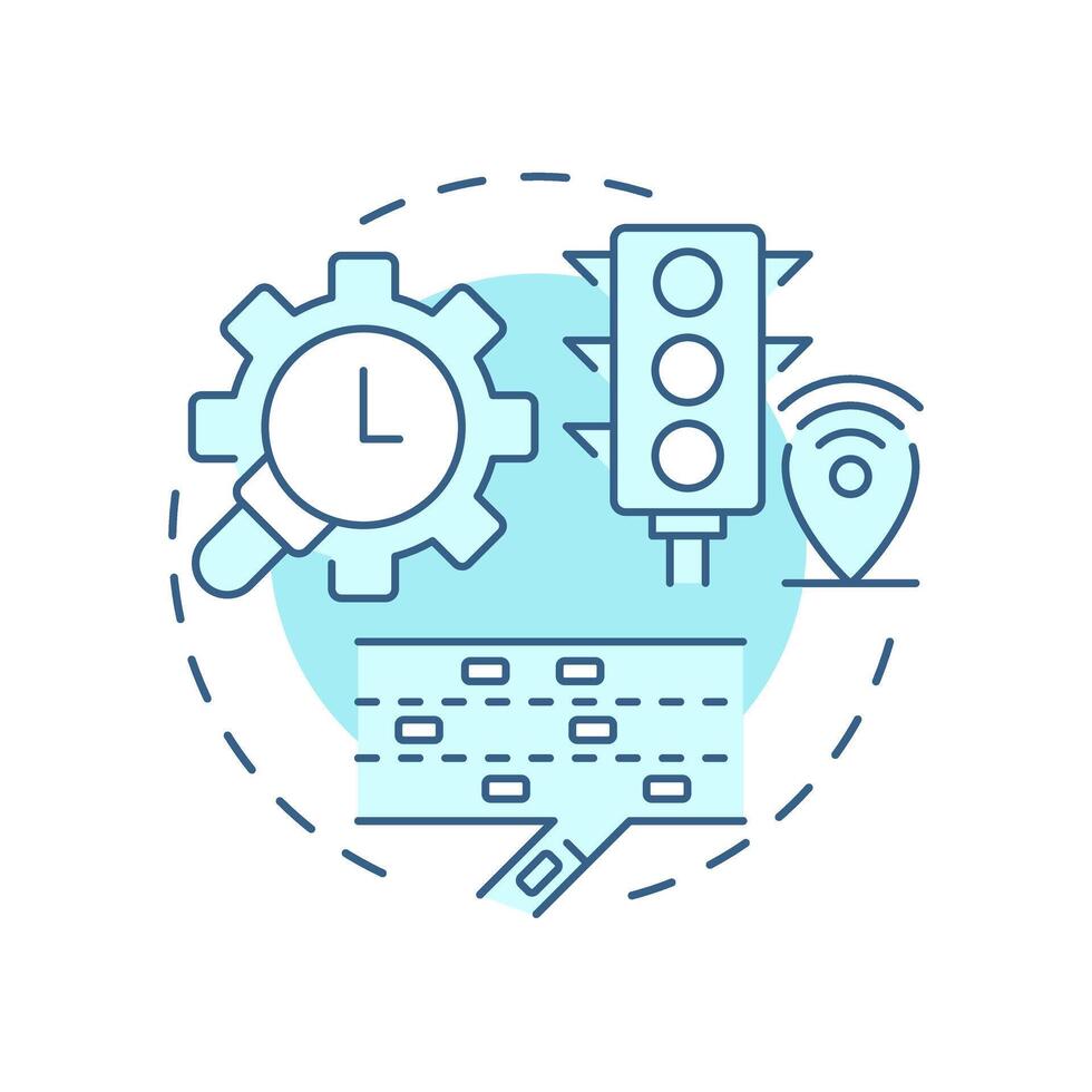 Adaptive ramp metering soft blue concept icon. Vehicle flow control system. Traffic management strategy. Round shape line illustration. Abstract idea. Graphic design. Easy to use in brochure vector