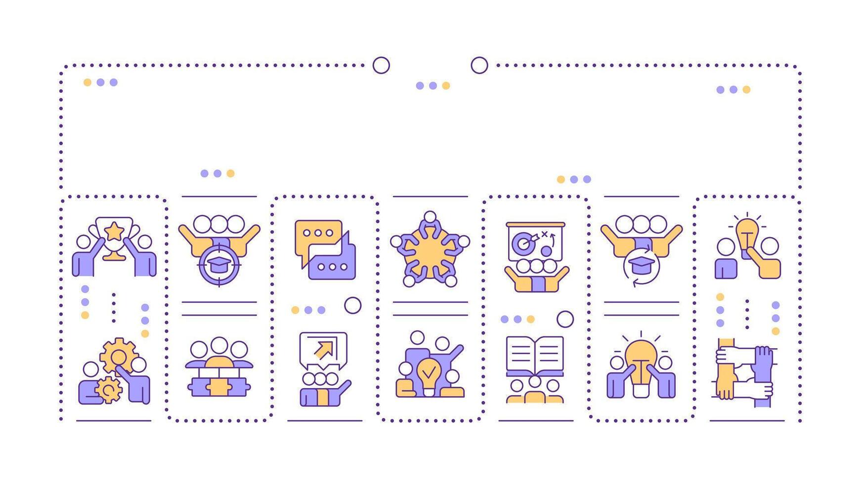 Group learning word concept isolated on white. Teamwork, partnership. Discussion, planning. Creative illustration banner surrounded by editable line colorful icons vector