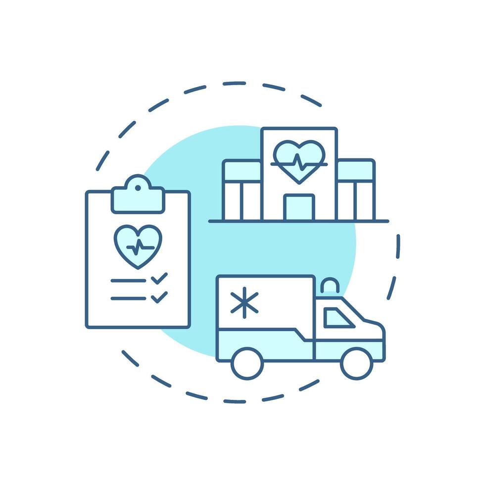 Hospital admission planning soft blue concept icon. Coordinating healthcare facility. Patient bed management. Round shape line illustration. Abstract idea. Graphic design. Easy to use in article vector