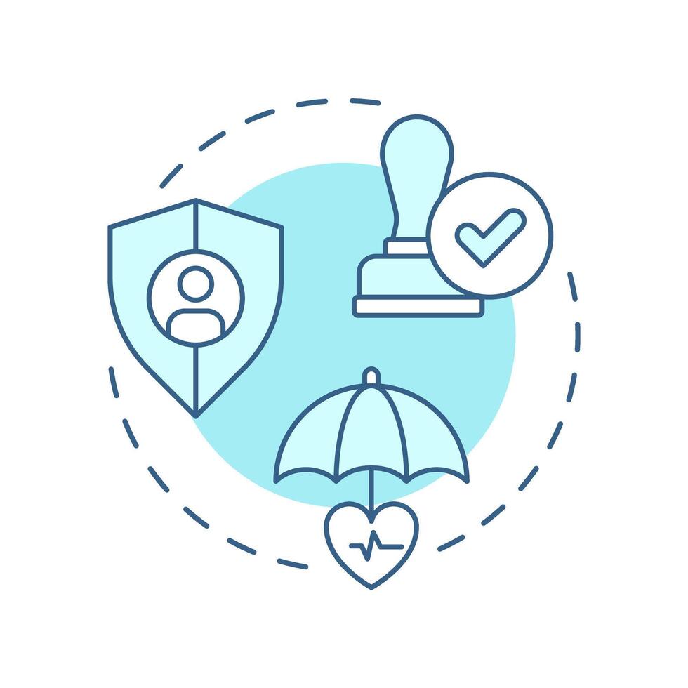 Reduction claim denials soft blue concept icon. Ensuring treatment procedures. Utilization management benefit. Round shape line illustration. Abstract idea. Graphic design. Easy to use in brochure vector