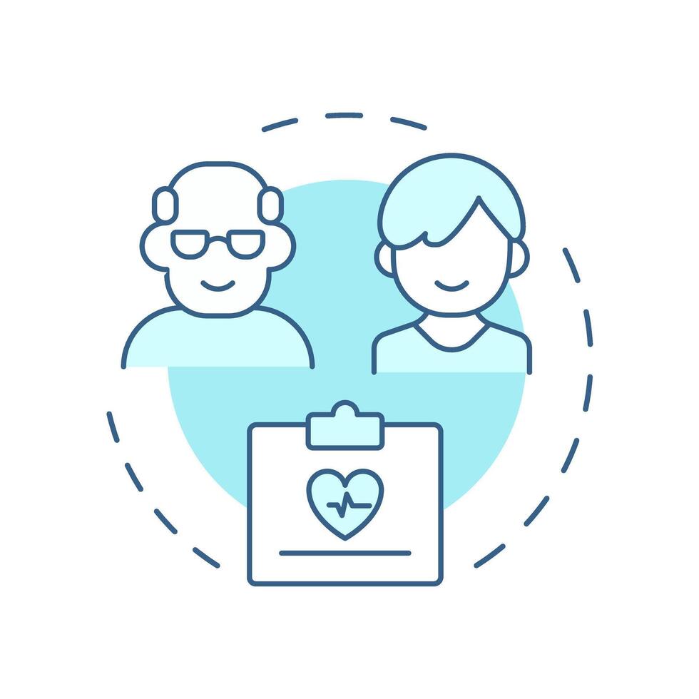 Age limits soft blue concept icon. Restrictions on specific treatments. Component of utilization management. Round shape line illustration. Abstract idea. Graphic design. Easy to use in article vector