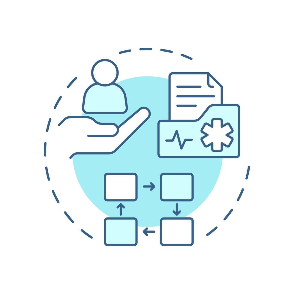 Patient flow soft blue concept icon. Coordination of movement throughout hospital. Healthcare bed management. Round shape line illustration. Abstract idea. Graphic design. Easy to use in article vector