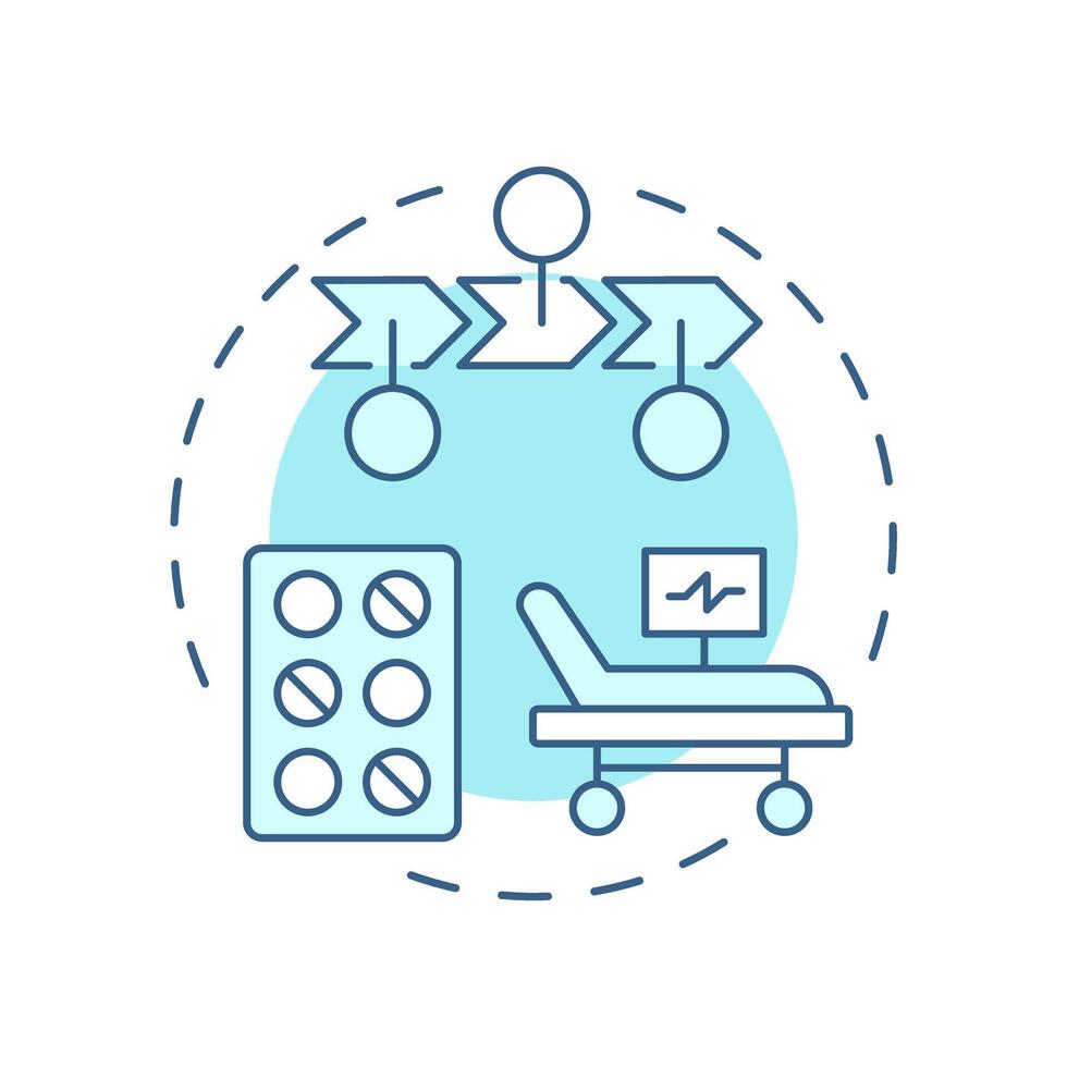 Step therapy soft blue concept icon. Control of costs and treatment. Component of utilization management. Round shape line illustration. Abstract idea. Graphic design. Easy to use in article vector
