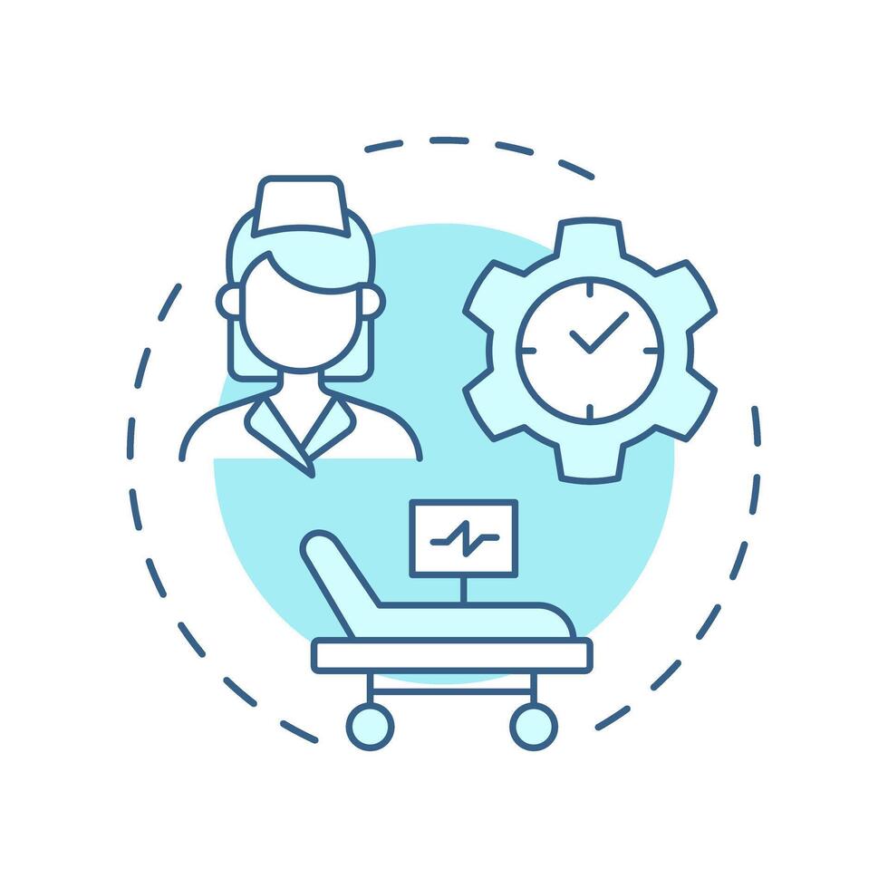 Concurrent review soft blue concept icon. Course of treatment in hospital. Type of utilization management. Round shape line illustration. Abstract idea. Graphic design. Easy to use in article vector