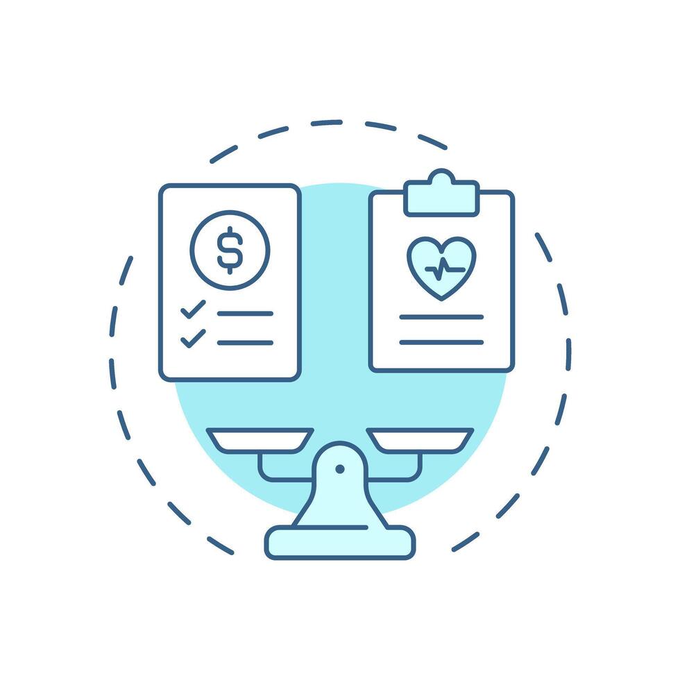 Cost containment measures soft blue concept icon. Control healthcare expenses. Utilization management benefit. Round shape line illustration. Abstract idea. Graphic design. Easy to use in article vector