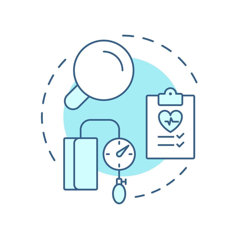 Retrospective review soft blue concept icon. After treatment checkup. Type of utilization management. Round shape line illustration. Abstract idea. Graphic design. Easy to use in brochure vector