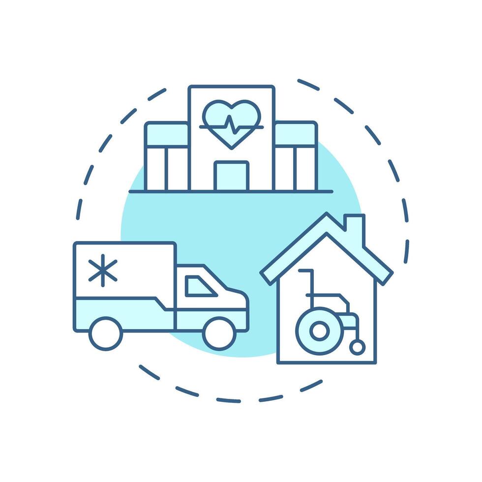 Transitional care soft blue concept icon. Coordination of healthcare service. Utilization management. Round shape line illustration. Abstract idea. Graphic design. Easy to use in brochure vector