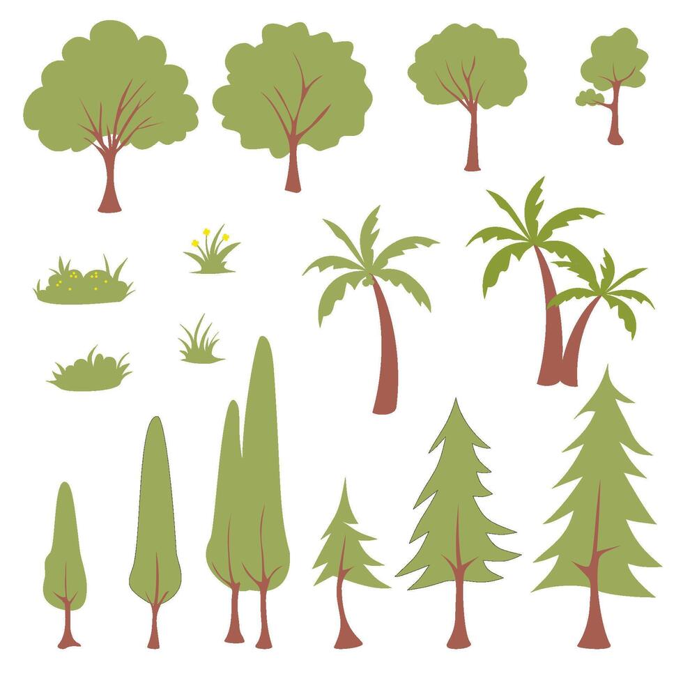 Collection forest Tree illustration flat vector