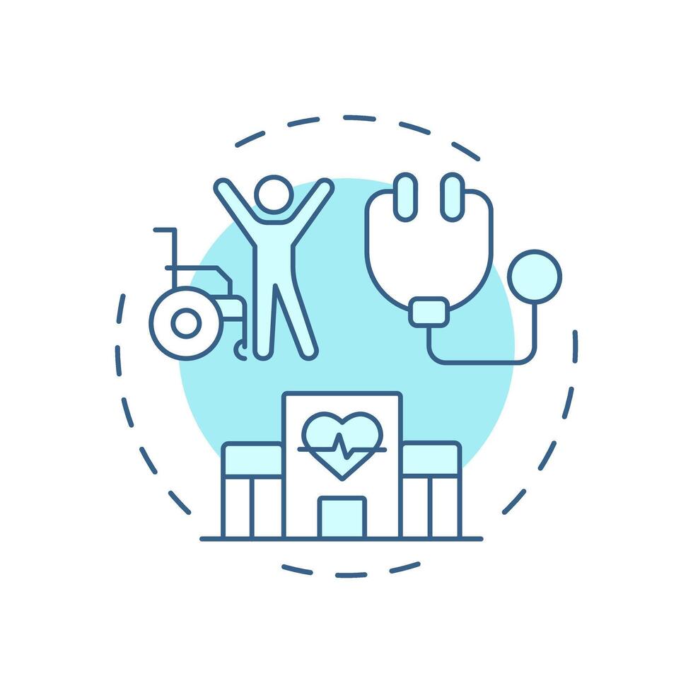 Improved patient care soft blue concept icon. Evidence based and patient centered treatment. UM benefit. Round shape line illustration. Abstract idea. Graphic design. Easy to use in article vector