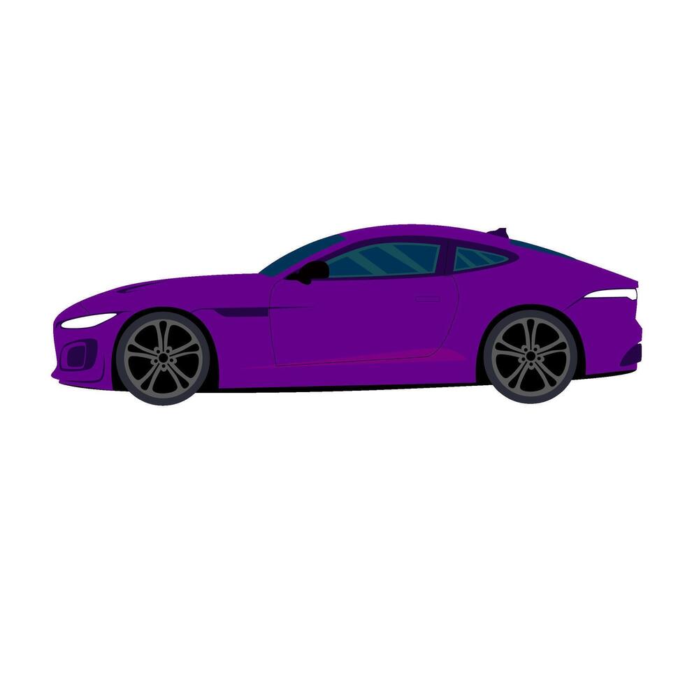 Purple sport car flat illustration vector