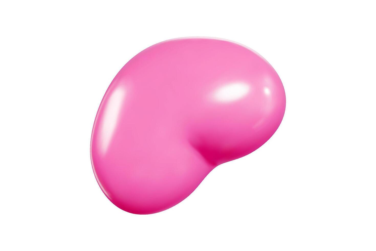Flying pink heart balloon of 3d design with realistic glowing reflections and smooth surface. vector