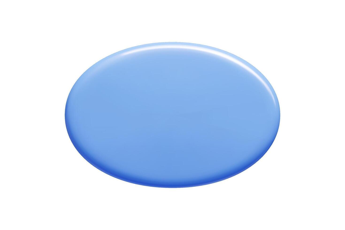 Blue 3d callout banner in oval shape with polished surface. speech bubble vector