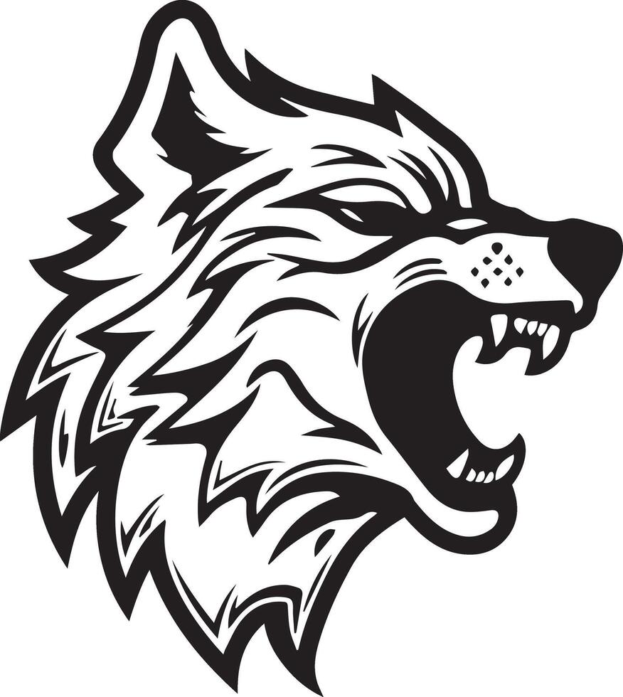 a wolf head with its mouth open vector
