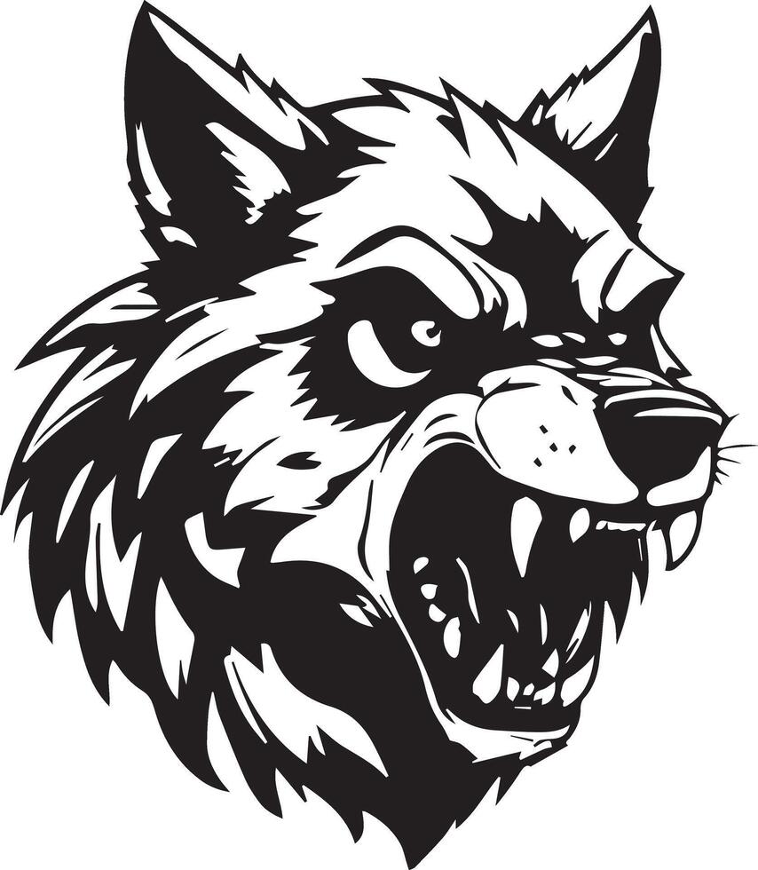 wolf head with its mouth open vector
