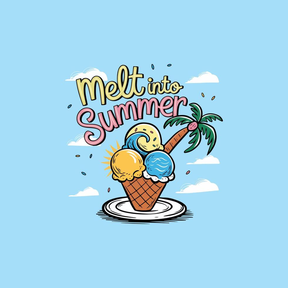 Vintage Summer Vibes Graphic Tshirt vector