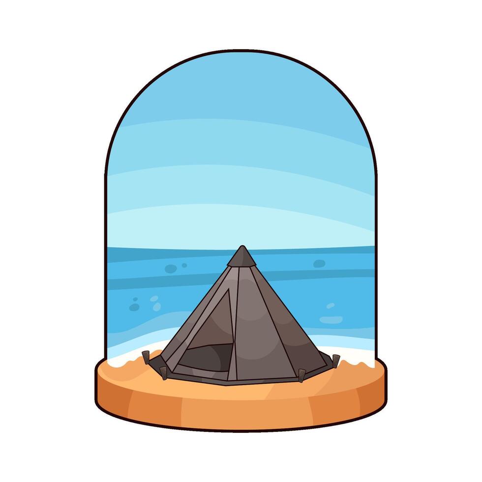 minimalist camping tent near the beach illustration vector