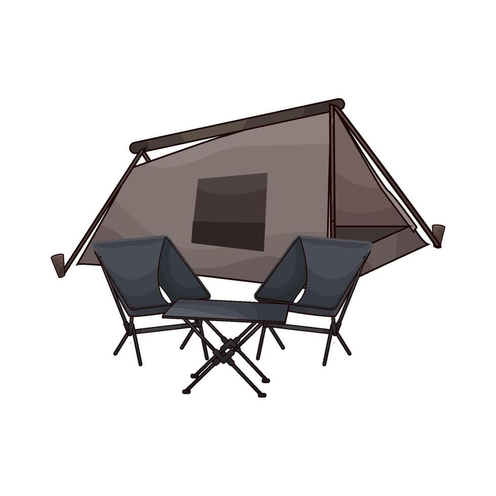 minimalist tent with camping chair vector