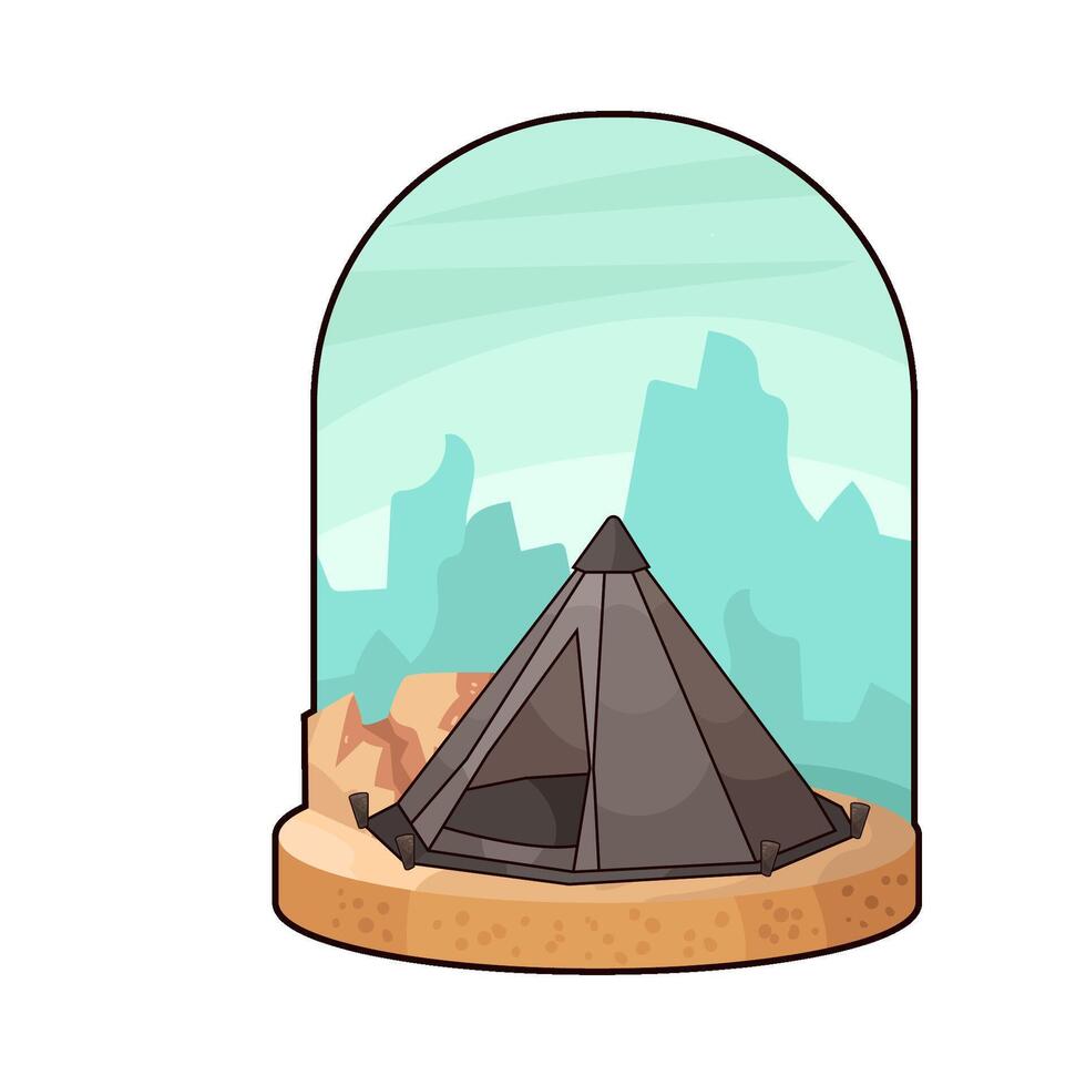 minimalist camping tent vector