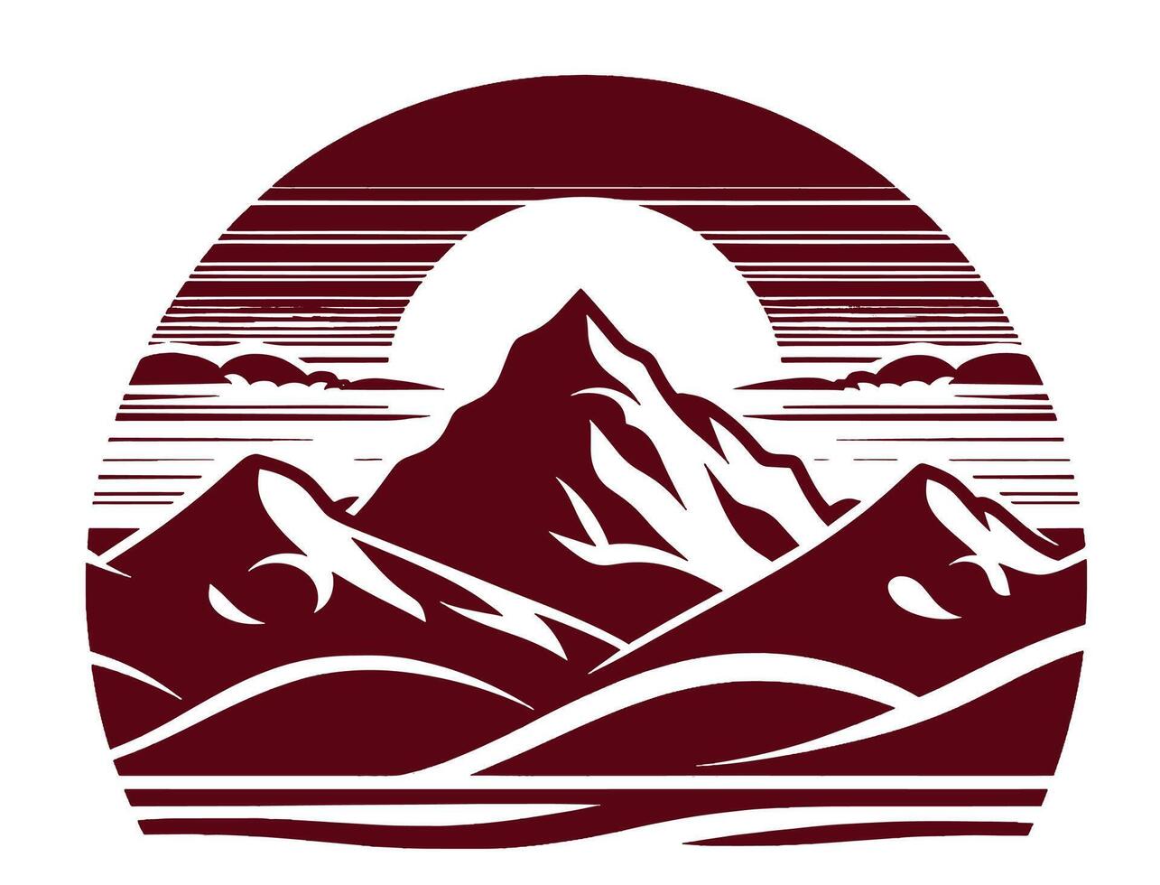 Mountain landscape with sun and clouds vector