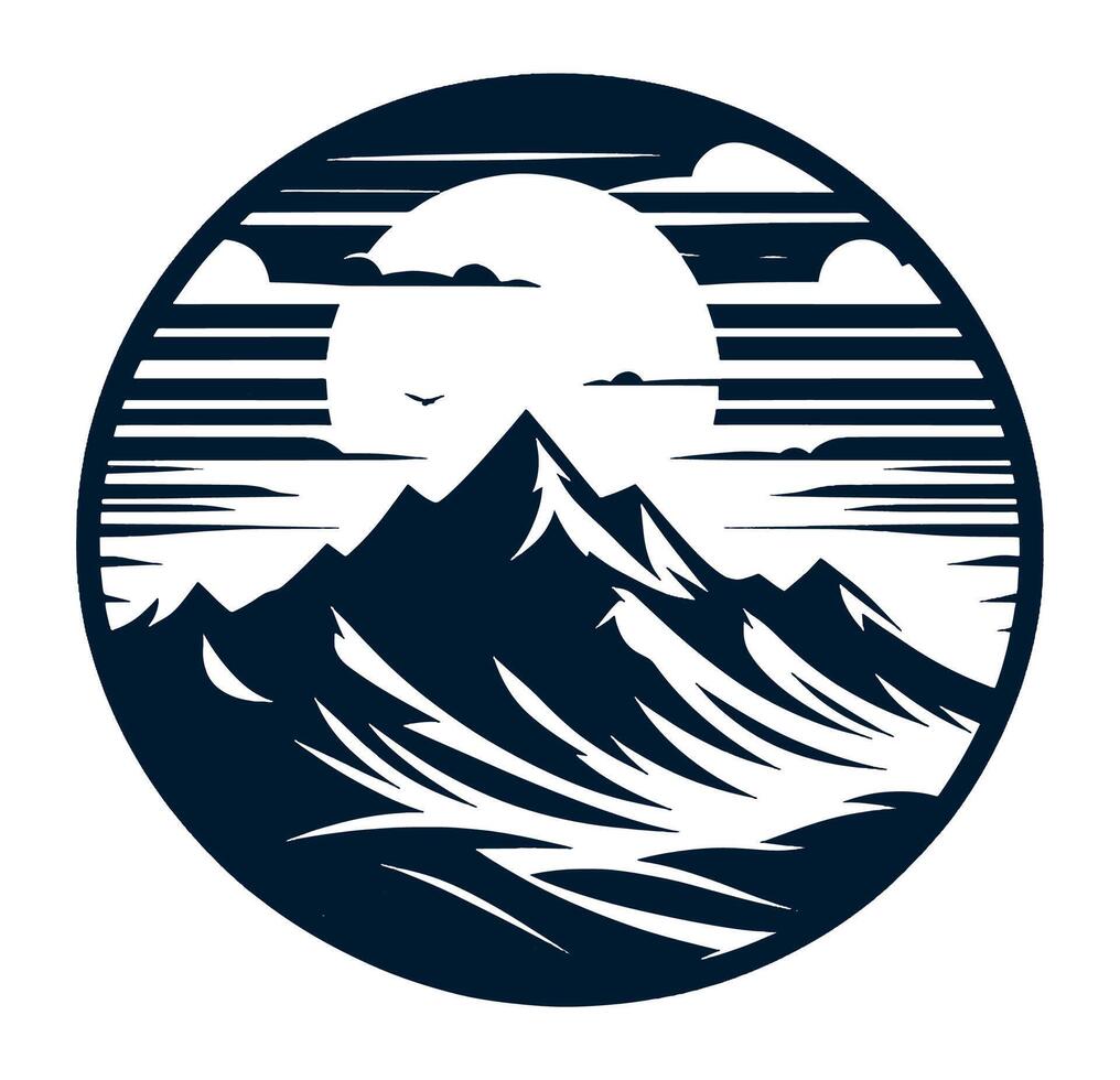 Mountains and sky with a full moon in the background vector