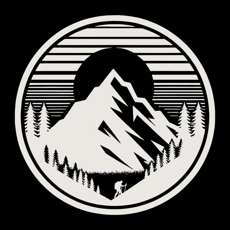 A black and white logo for a mountain range vector
