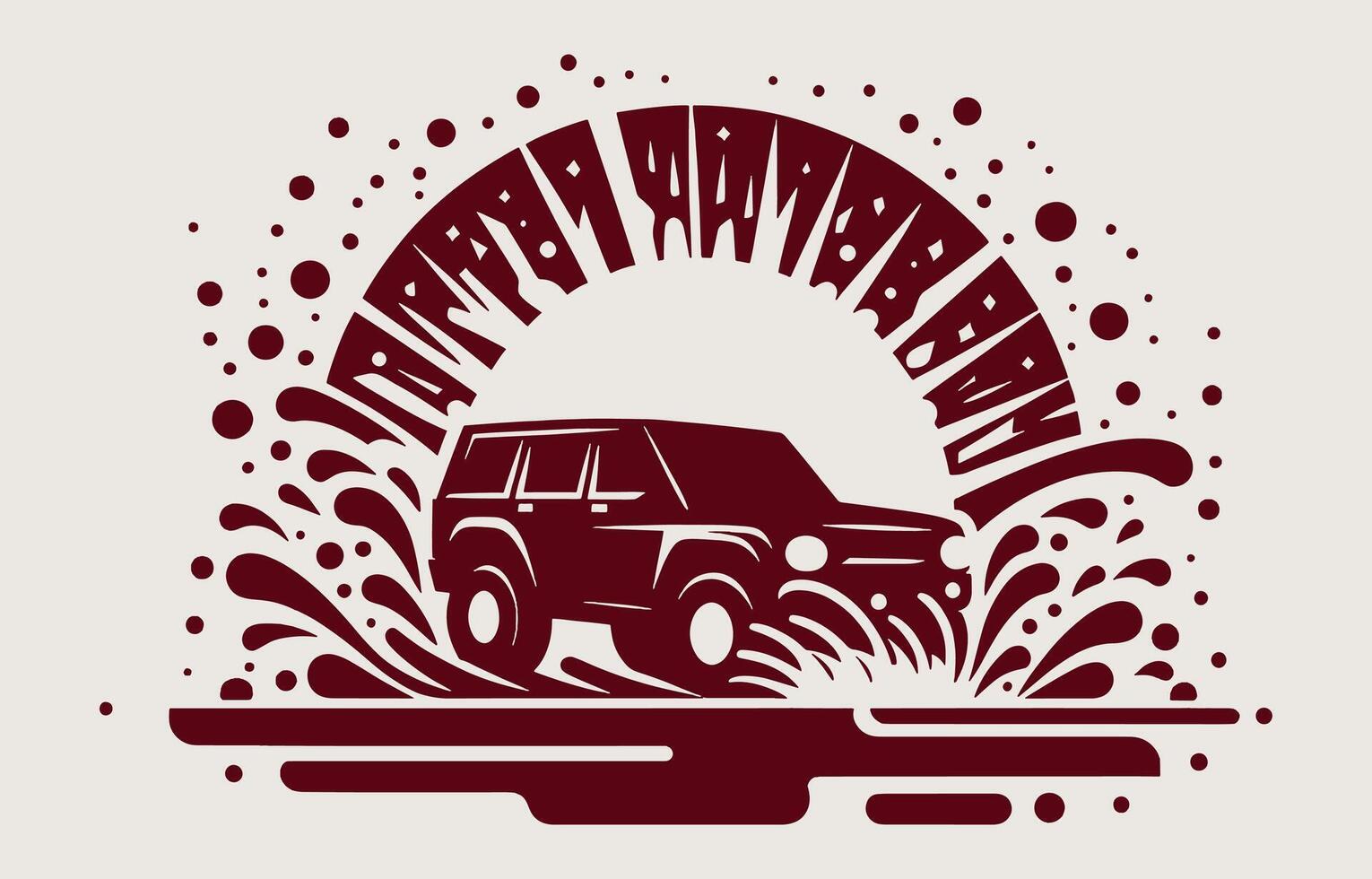 Waterproof car with mud splashing on the road illustration vector