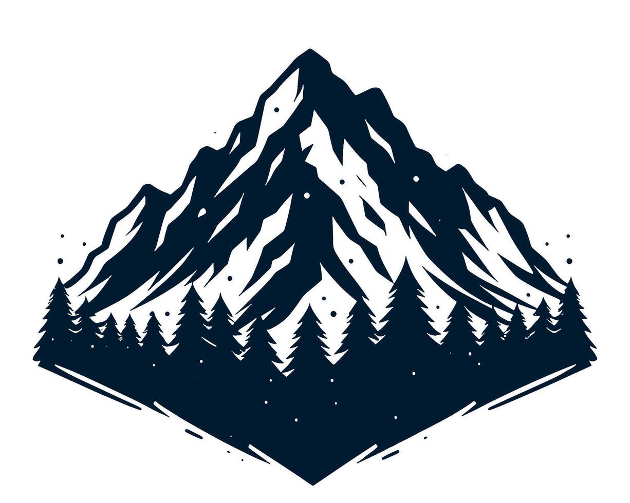 Mountain landscape with trees and mountains on white. vector