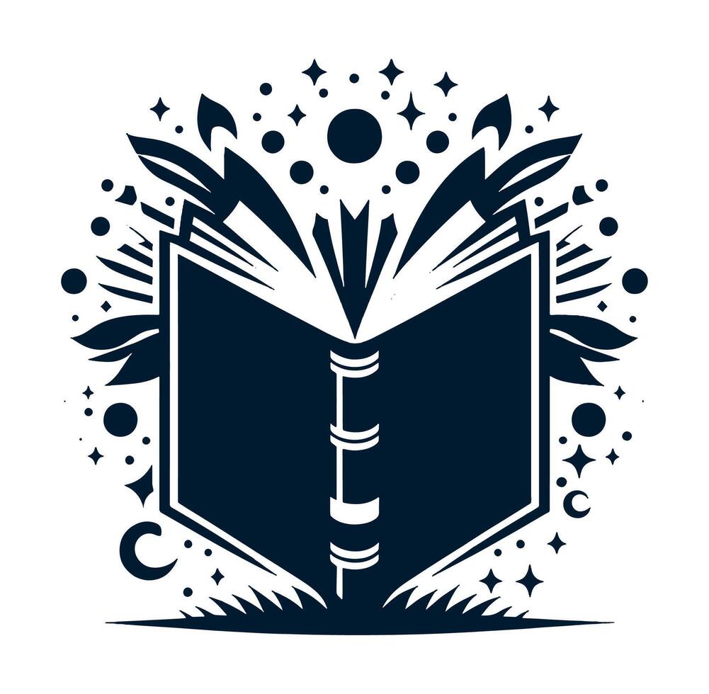 An open book with stars and moon with a background. on it vector