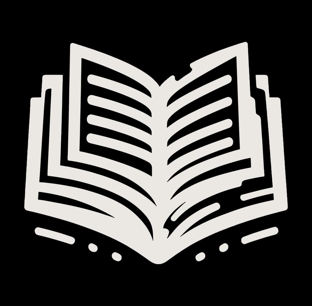 An open book icon on a black background vector