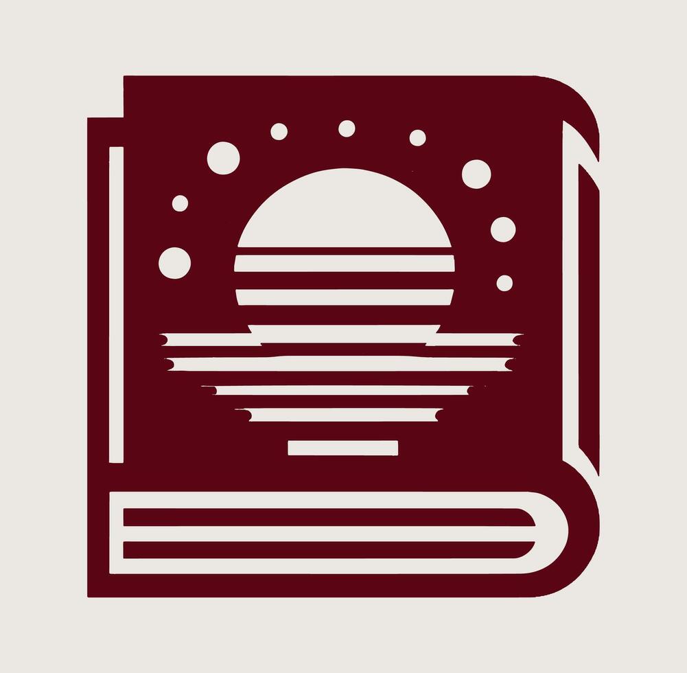 A book with a sun and waves on it vector