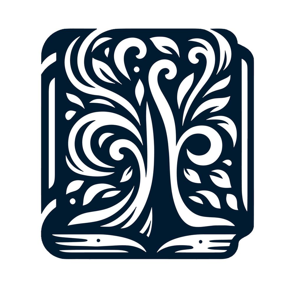 A stylized tree with leaves and branches on a book vector