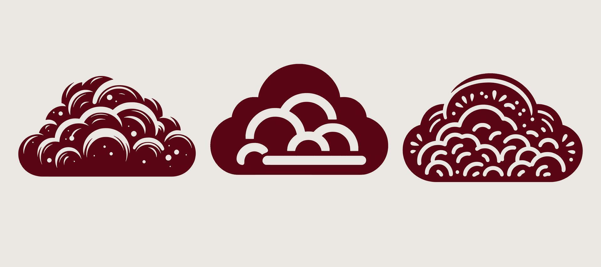 Three different types of clouds in different shapes vector