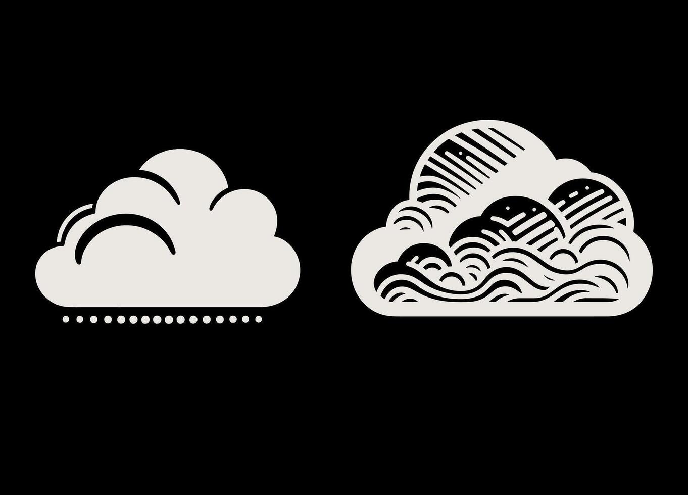 Two different clouds are shown on a black background vector