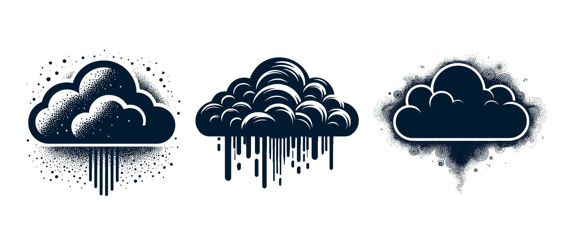 Set of rain clouds illustration vector
