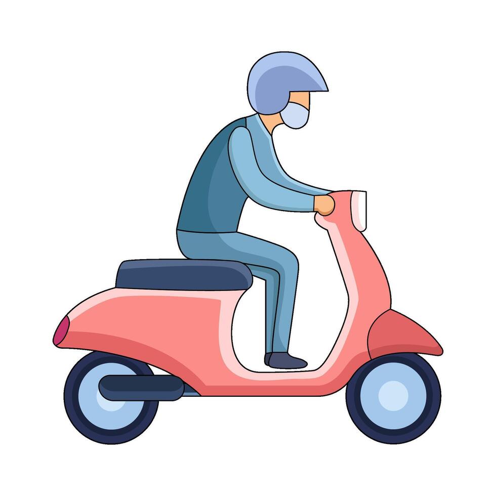Courier riding scooter vector