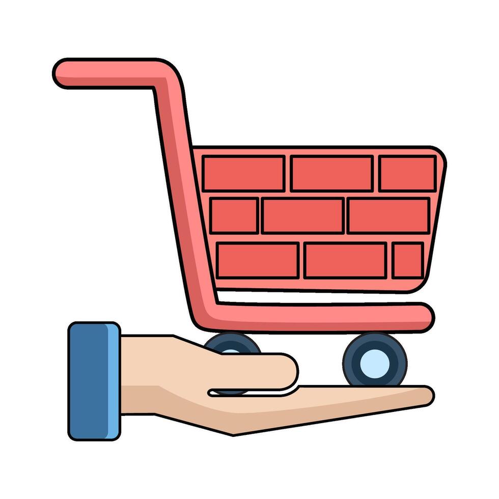 hand with shopping cart vector