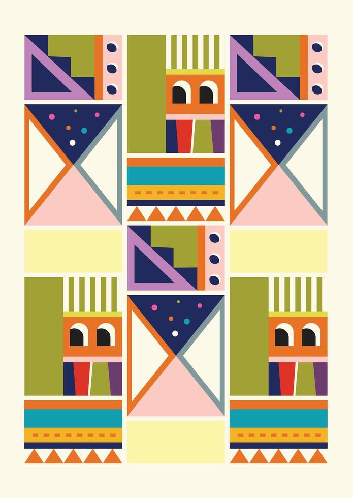 A colorful pattern with geometric shapes and a square vector