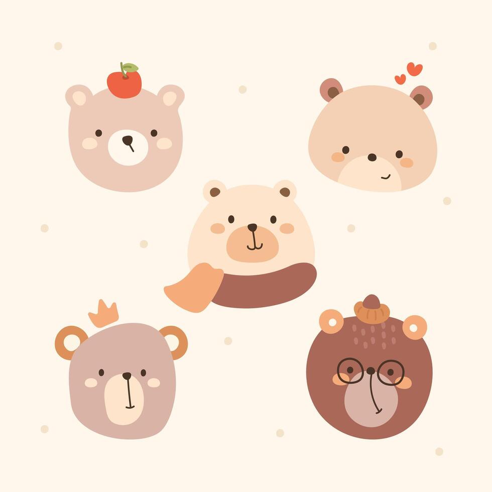 Hand Drawn Cute Bear Character vector