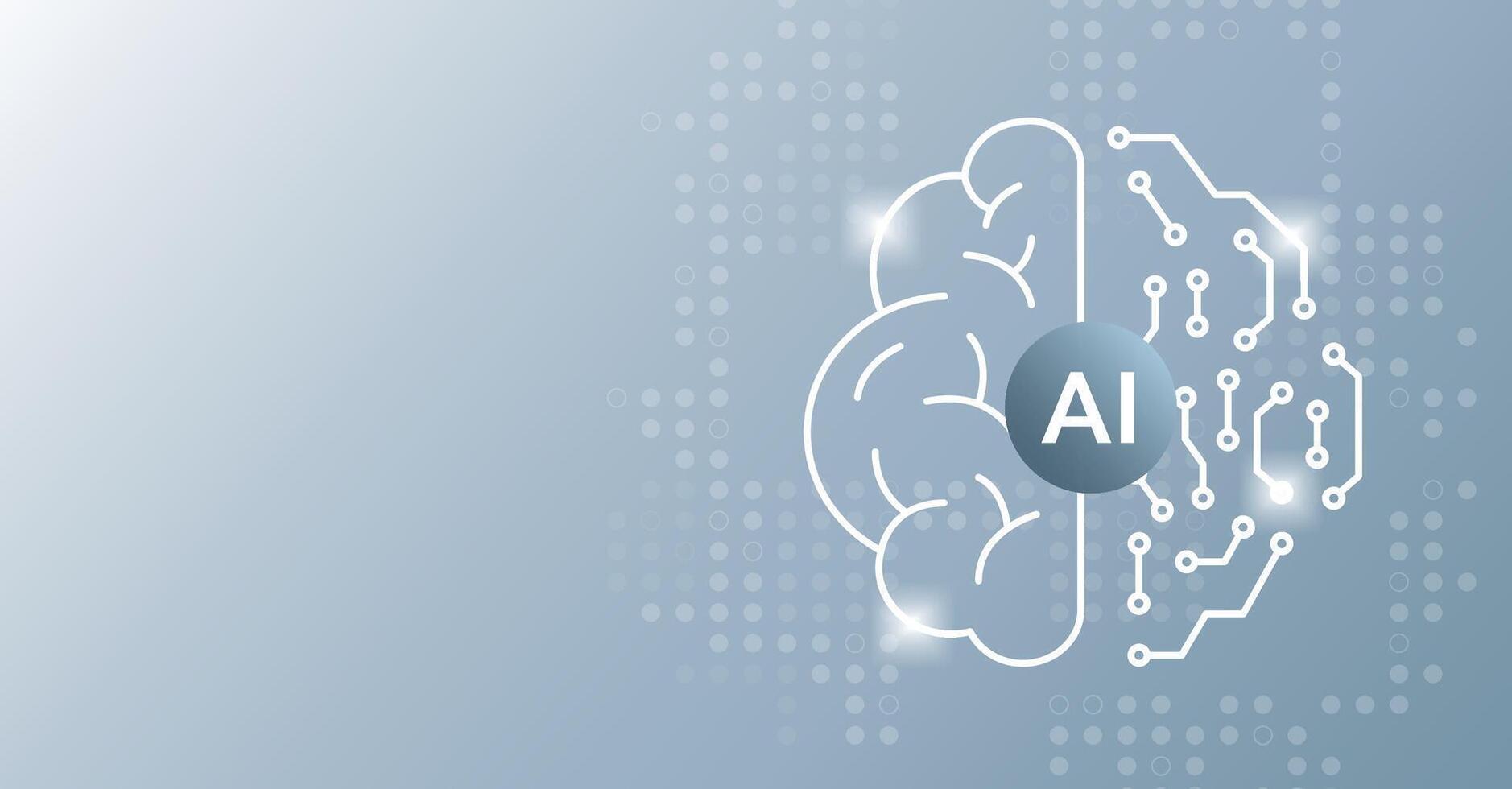 Ai brain concept. Data analysis, neural network. Artificial intelligence illustration. Technology background template. vector
