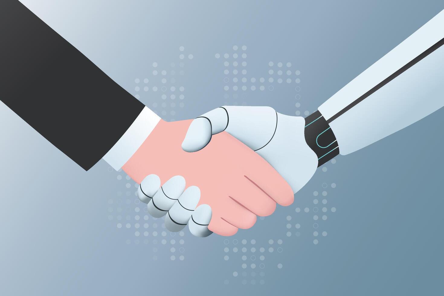 Ai robot Handshake. Collaboration between human and artificial intelligence. Technology professional partnership. vector