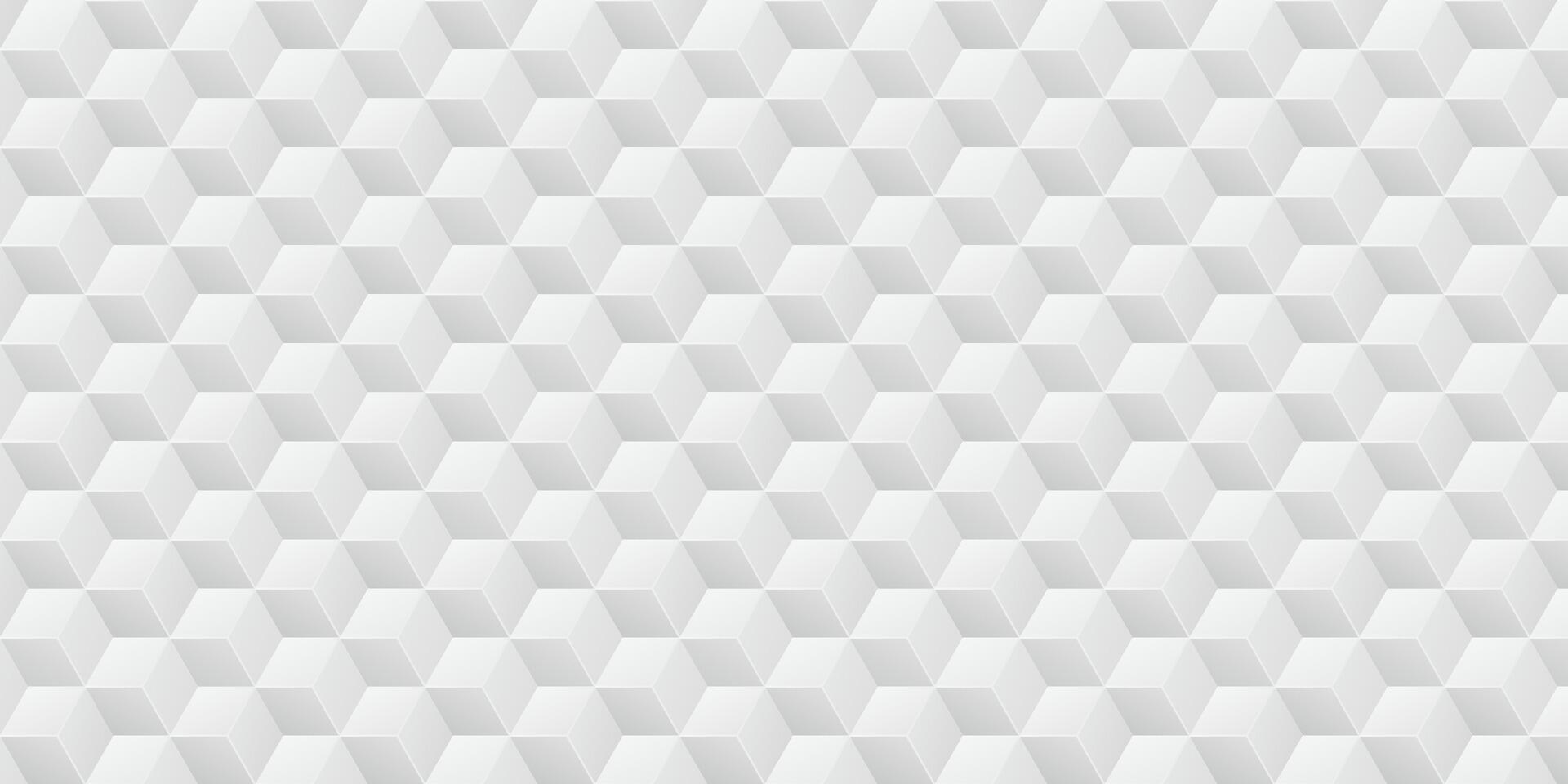 Abstract geometric background with cube pattern. Geometric light gray 3d background featuring hexagonal elements. Monochrome futuristic modern design for banner, website, flyer, and cover. vector