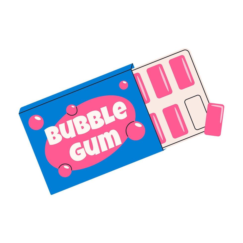 Colorful Bubble gum. Vibrant Bubble gum chewing candy. Sugar dessert. Flat illustration isolated on pink background. vector