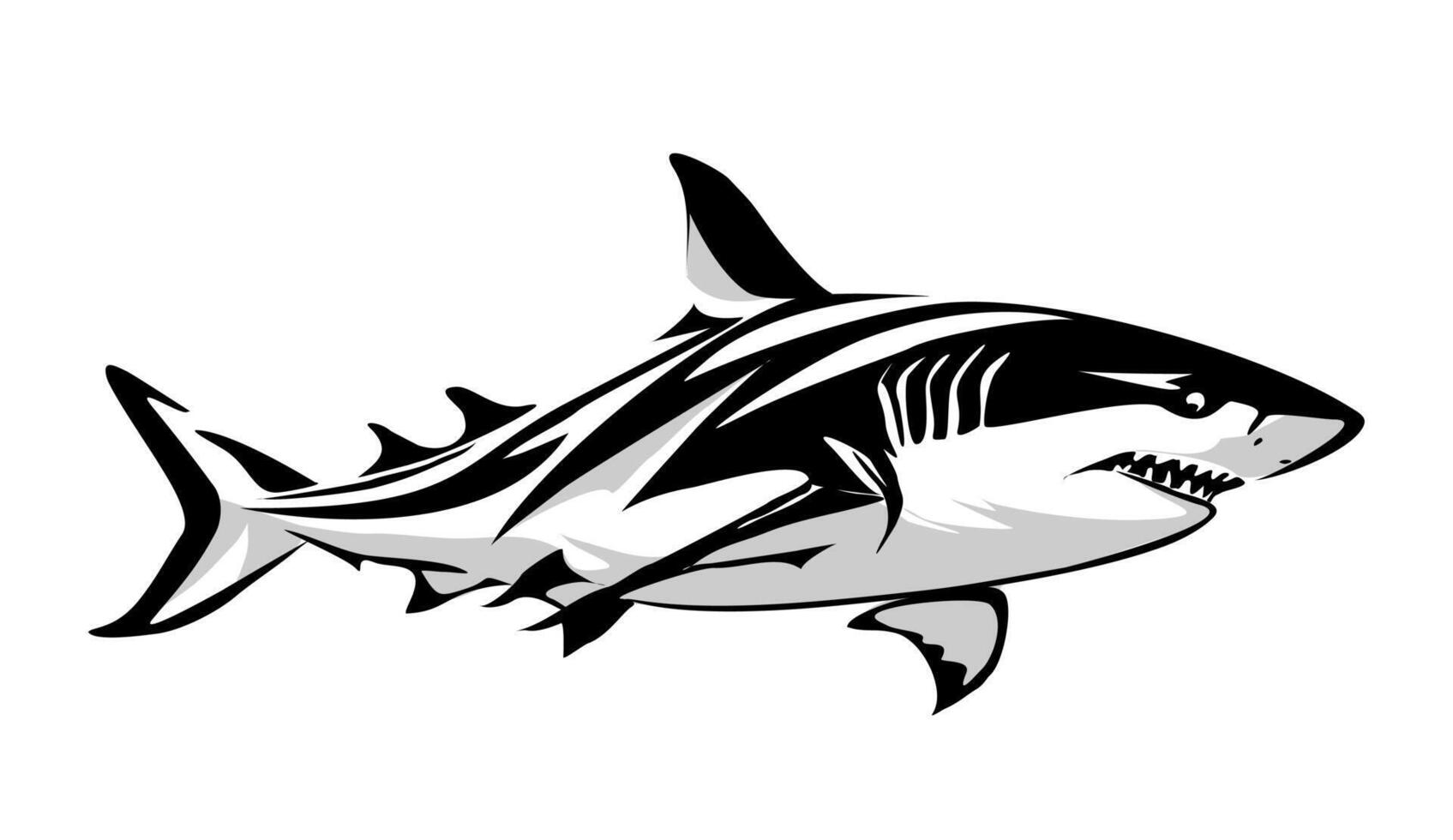 Silhouette of A shark is swimming in the ocean vector