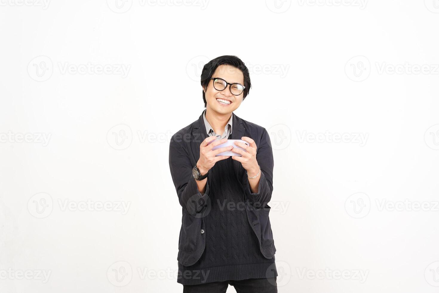 A man in glasses holding a cup of coffee photo