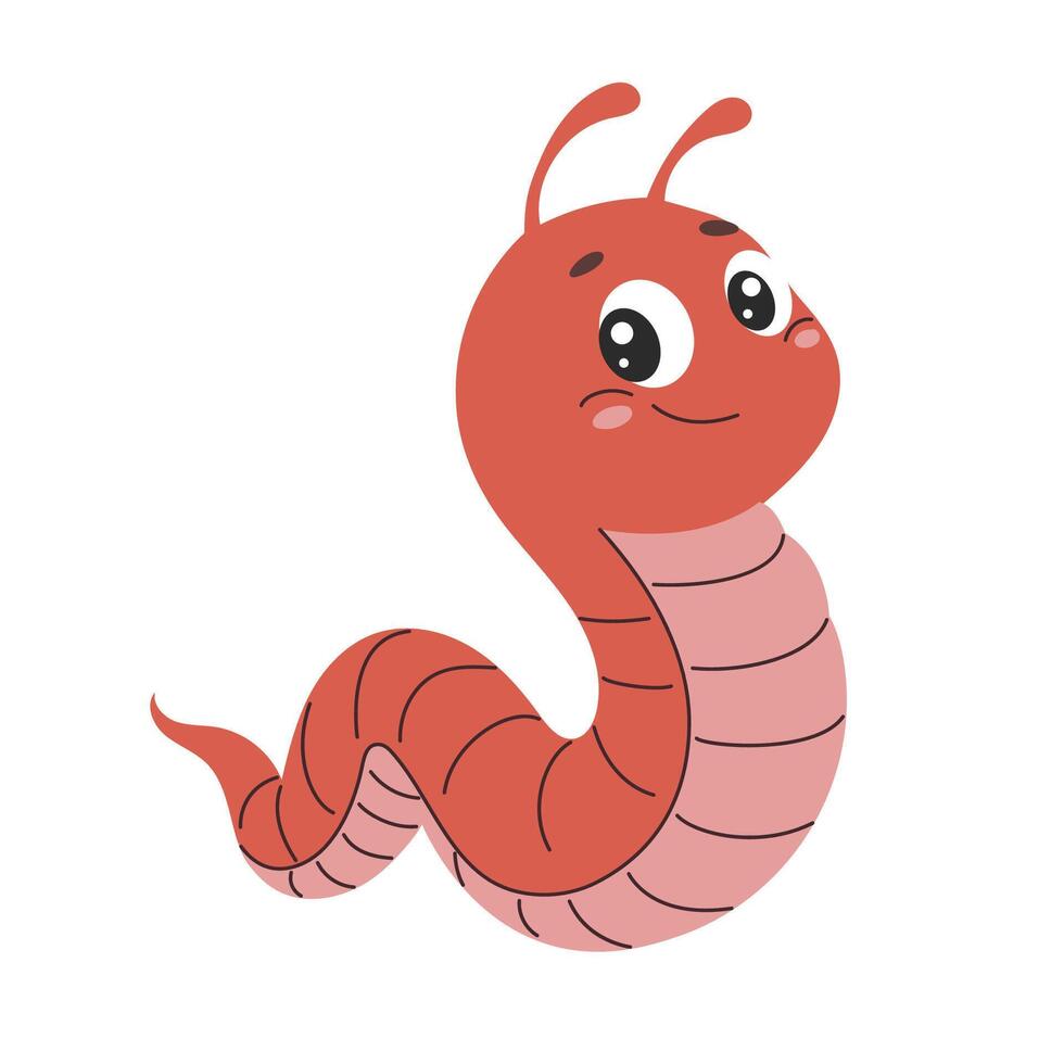 Cute worm. Children's illustration. illustration isolated on a white background. vector