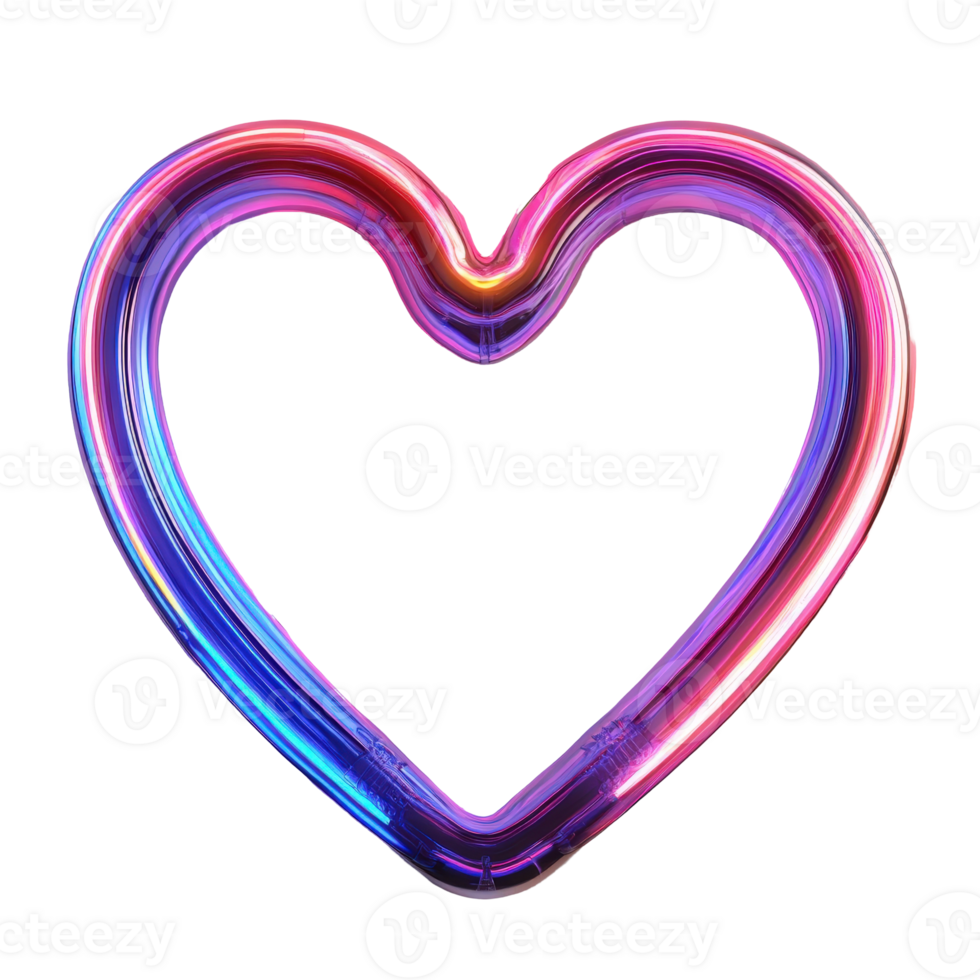 Colorful Neon Heart Shape with Vibrant Gradients for Romantic and Artistic Backgrounds and Designs png