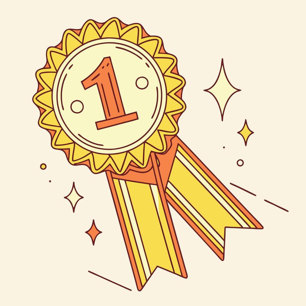 A medal with the number one on it vector