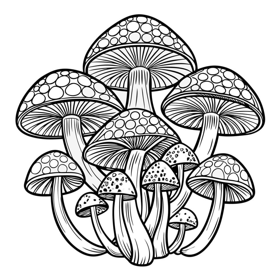Hand-Drawn Psychedelic Mushroom Icons vector